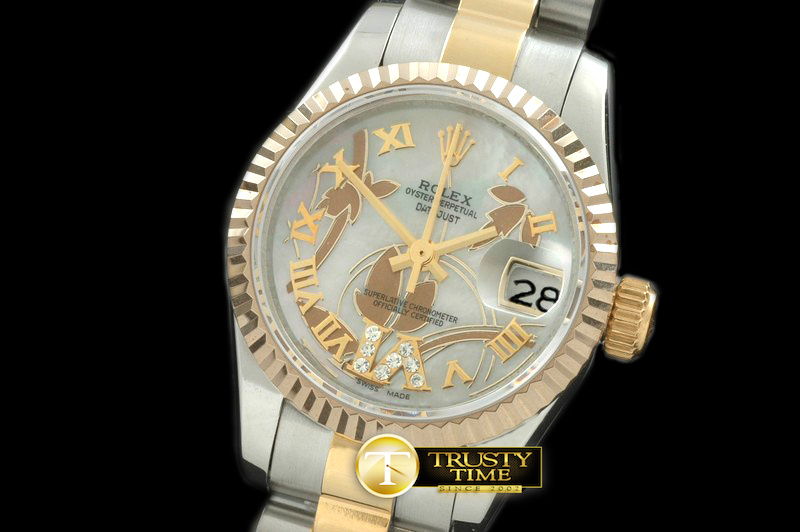 RDJLD0263A – 2011 Flora Pres/Fluted SS/YG P-White Swiss Eta