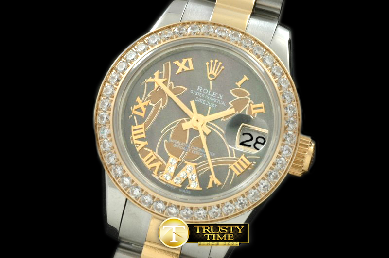 RDJLD0264B – 2011 Flora Pres/Diam SS/YG M-Green Swiss Eta