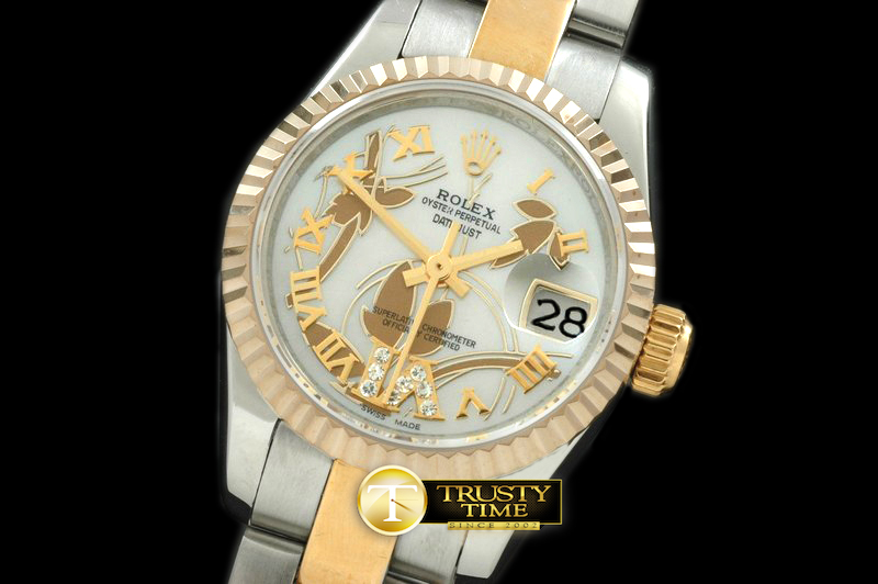 RDJLD0265A – 2011 Flora Oyster/Fluted SS/YG P-White Swiss Eta