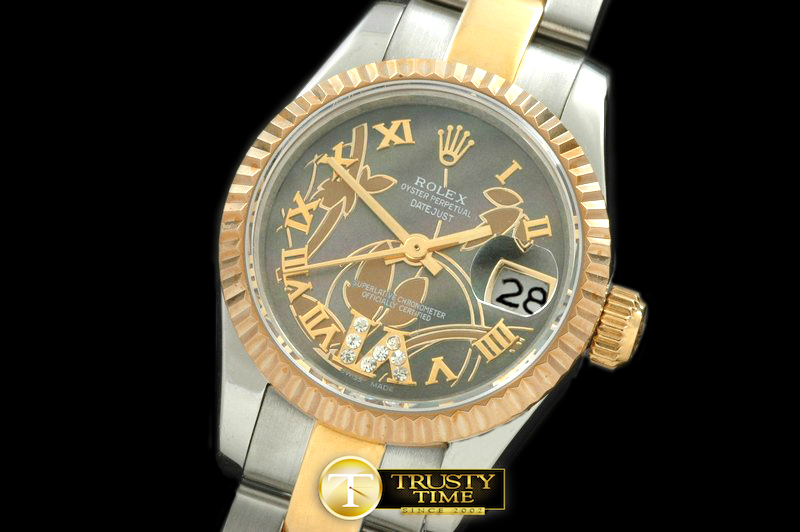 RDJLD0265B – 2011 Flora Oyster/Fluted SS/YG M-Green Swiss Eta