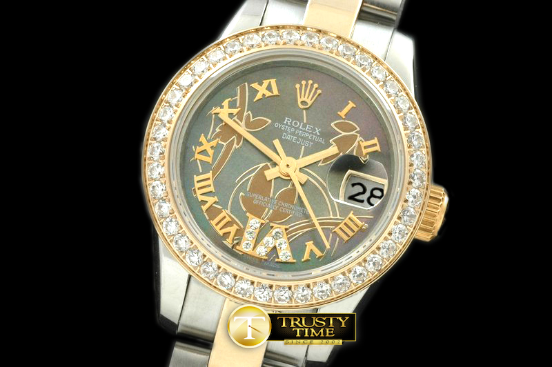RDJLD0266B – 2011 Flora Oyster/Diam SS/YG M-Green Swiss Eta