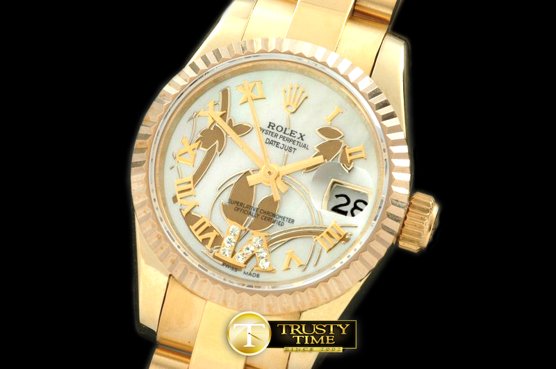 RDJLD0267A – 2011 Flora Oyster/Fluted YG P-White Swiss Eta