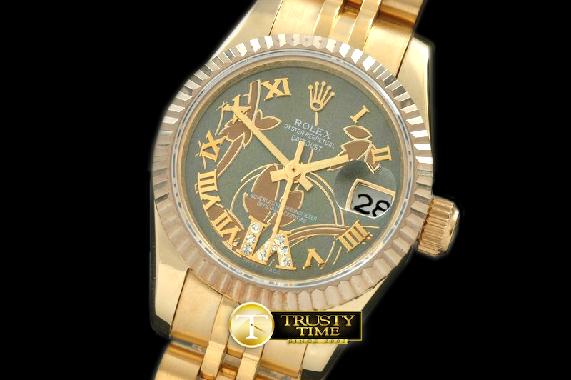 RDJLD0271B – 2011 Flora Jubilee/Fluted YG M-Green Swiss Eta
