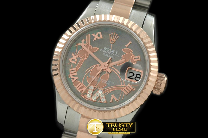 RDJLD0273B – 2011 Flora Pres/Fluted SS/RG M-Green Swiss Eta