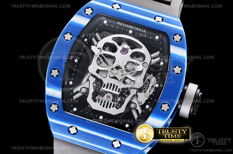 RM0199C – RM052 Skull Tourbillon Blue PVD/RU Skull JBF Asia SG