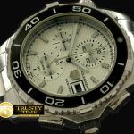 TAG0187A – Aquaracer 500m Chrono SS/SS White Jap Qtz Chrono