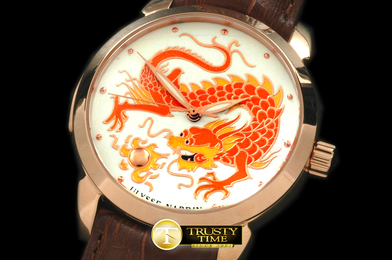 UN036A – Classico Enamel Champleve Dragon RG/LE White A-2836