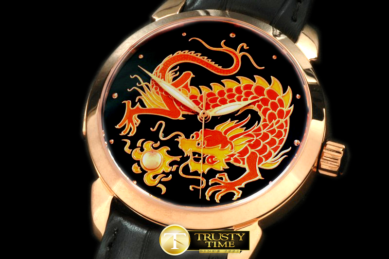 UN036B – Classico Enamel Champleve Dragon RG/LE Black A-2836