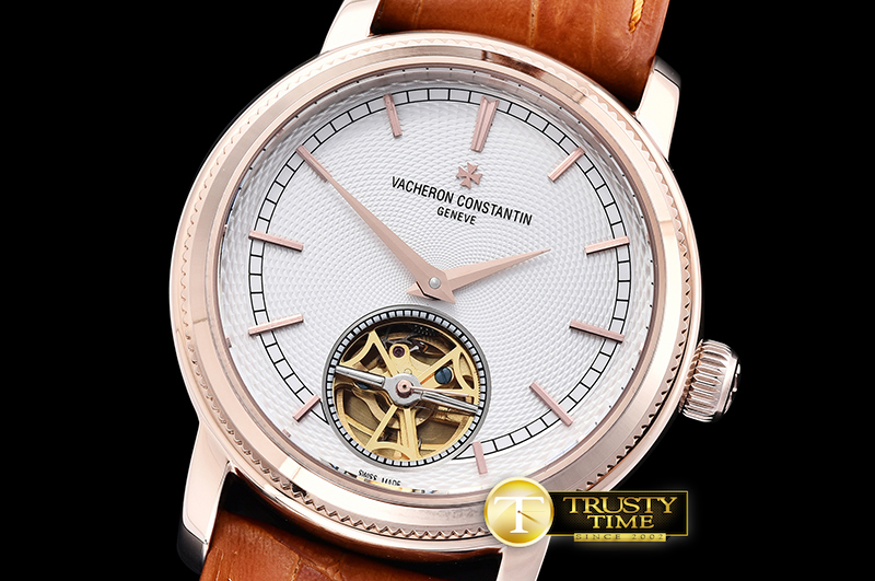 VC0102A – Patrimony Tourbillon RG/LE White Asia 21J Faux Tourb