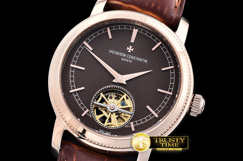 VC0102E – Patrimony Tourbillon RG/LE Brown Asia 21J Faux Tourb